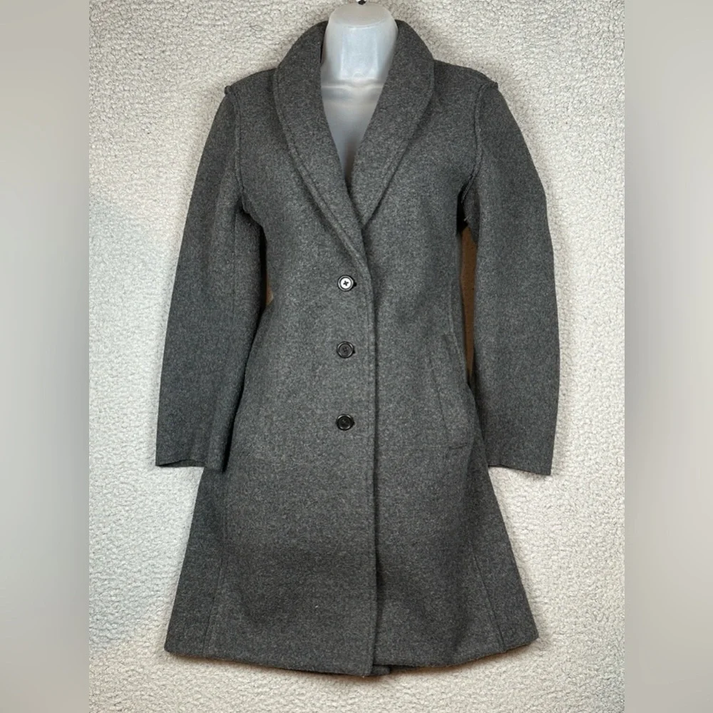 J.Crew Daphne Boiled Wool Topcoat Gray Charcoal Women's Size 4 Classic Coat Chic - Picture 14 of 17